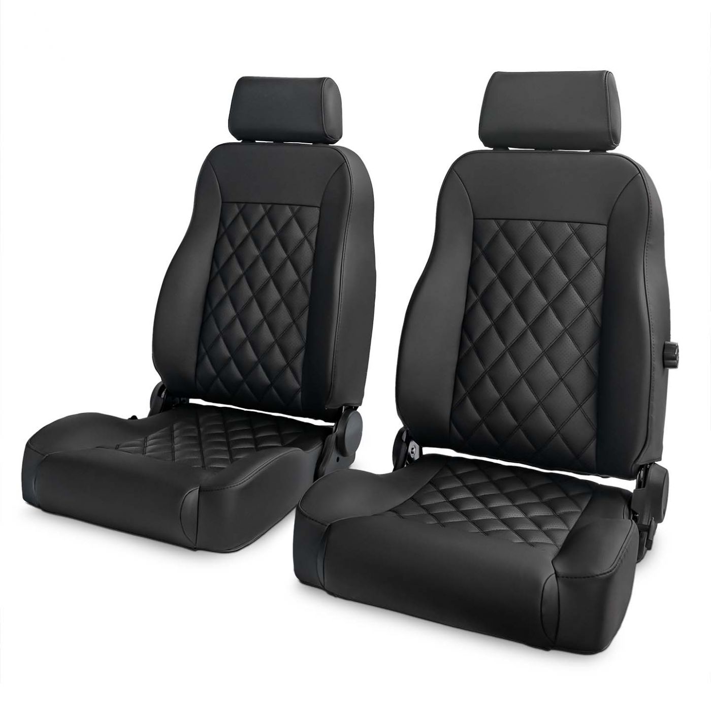 Caballo Classic Seats Kit | Front Buckets & Rear Bench | Rich Black | Diamond Stitch