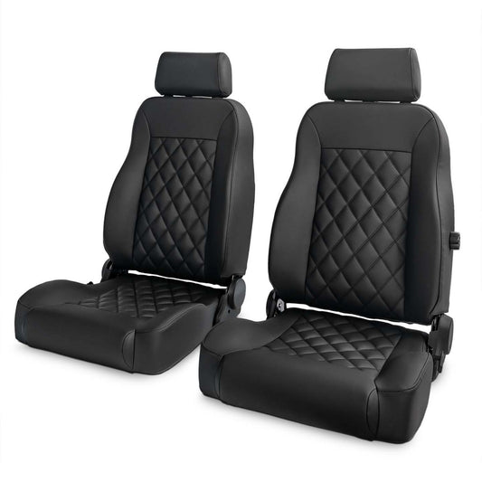 Caballo Classic Seats Kit | Front Buckets & Rear Bench | Rich Black | Diamond Stitch