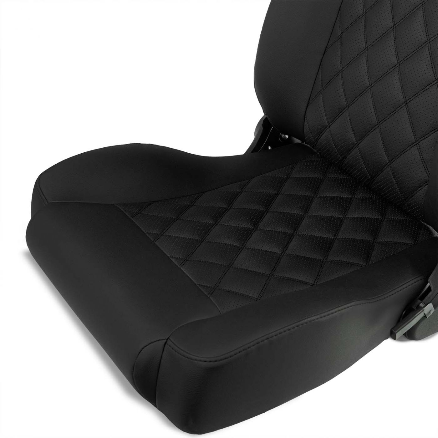 Caballo Classic Seats Kit | Front Buckets & Rear Bench | Rich Black | Diamond Stitch