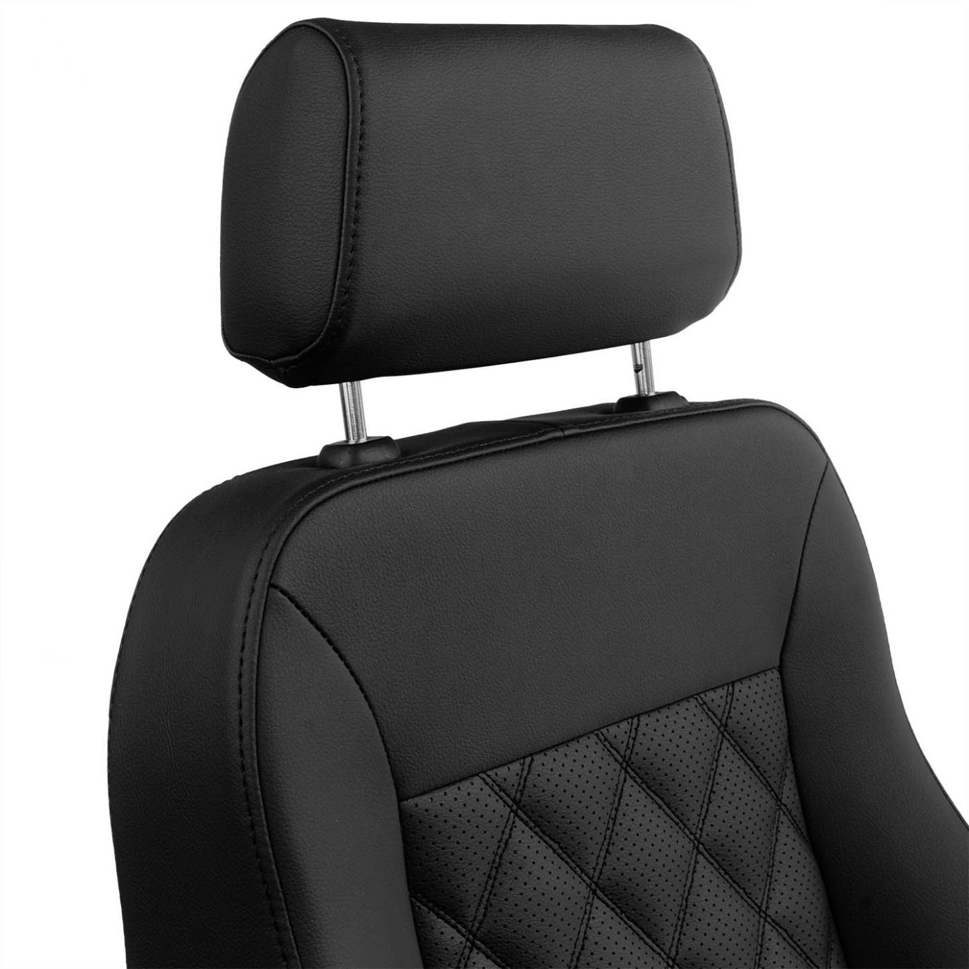 Caballo Classic Seats Kit | Front Buckets & Rear Bench | Rich Black | Diamond Stitch