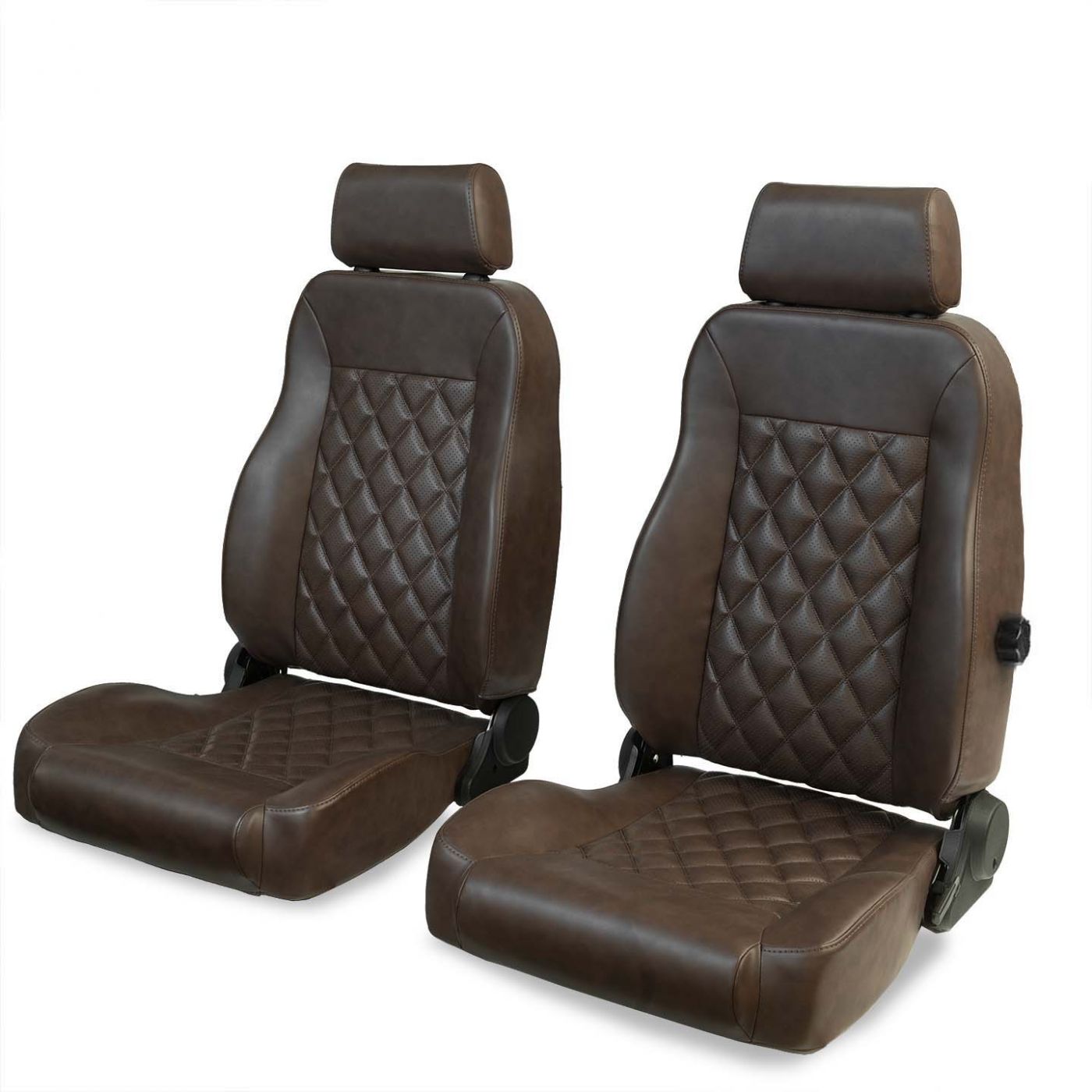 Caballo Classic Seats Kit | Front Buckets & Rear Bench | Dark Saddle | Diamond Stitch