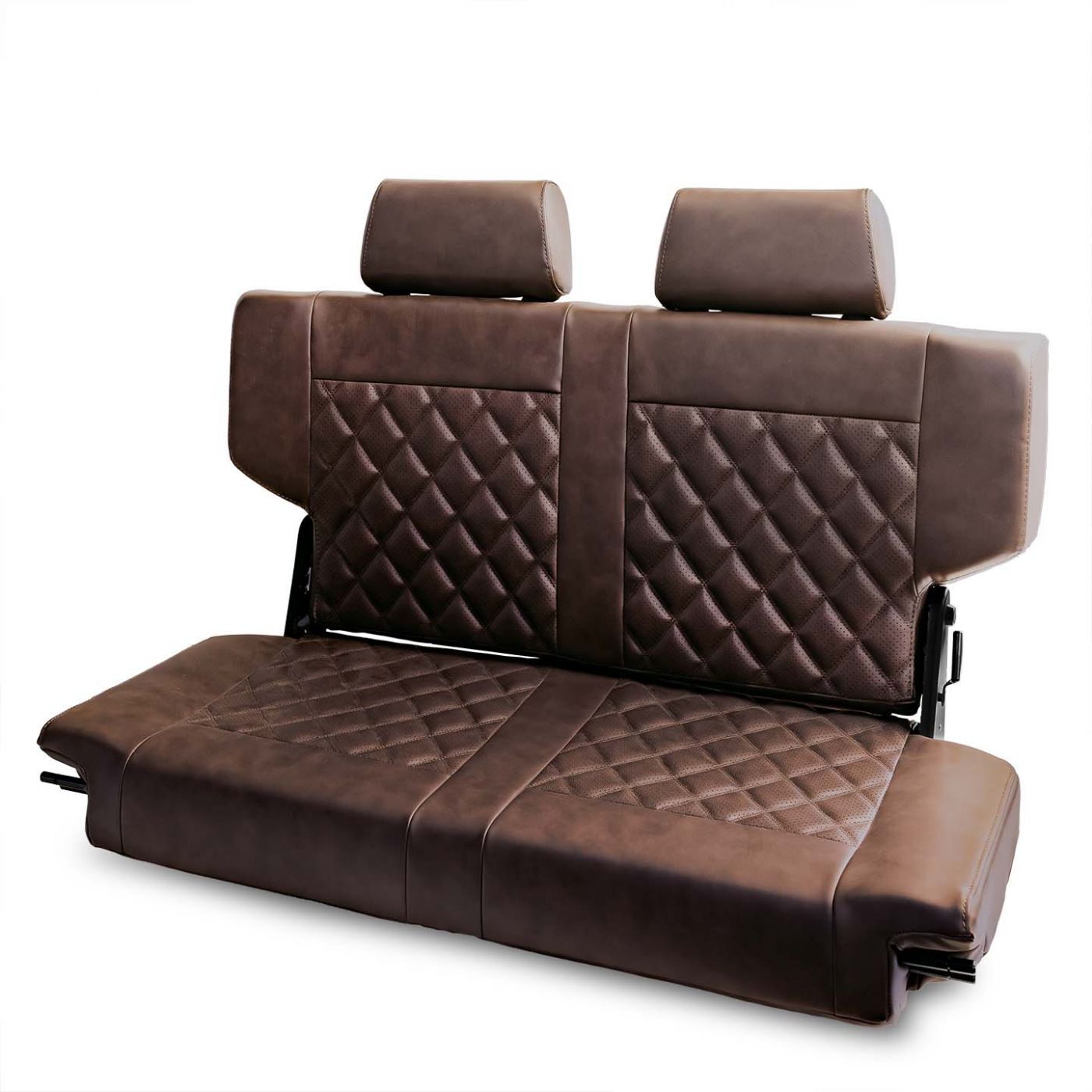 Caballo Fold & Tumble Rear Bench Seat | Dark Saddle | Diamond Stitch