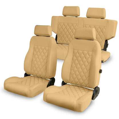 Caballo Classic Seats Kit | Front Buckets & Rear Bench | Cashew | Diamond Stitch
