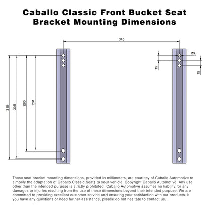 Caballo Classic Bucket Seats | Dark Saddle | Diamond Stitch