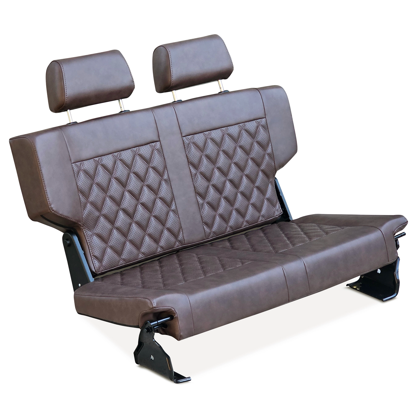 Caballo Fold & Tumble Rear Bench Seat | Dark Saddle | Diamond Stitch