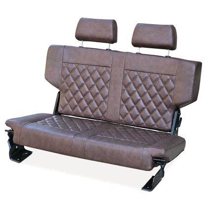 Caballo Fold & Tumble Rear Bench Seat | Dark Saddle | Diamond Stitch