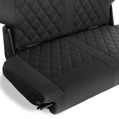 Caballo Fold & Tumble Rear Bench Seat | Rich Black | Diamond Stitch