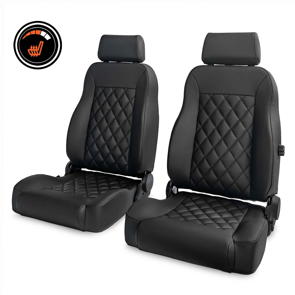 Heated Front Bucket Seats | 65–70 Ford Mustang | Diamond Stitch