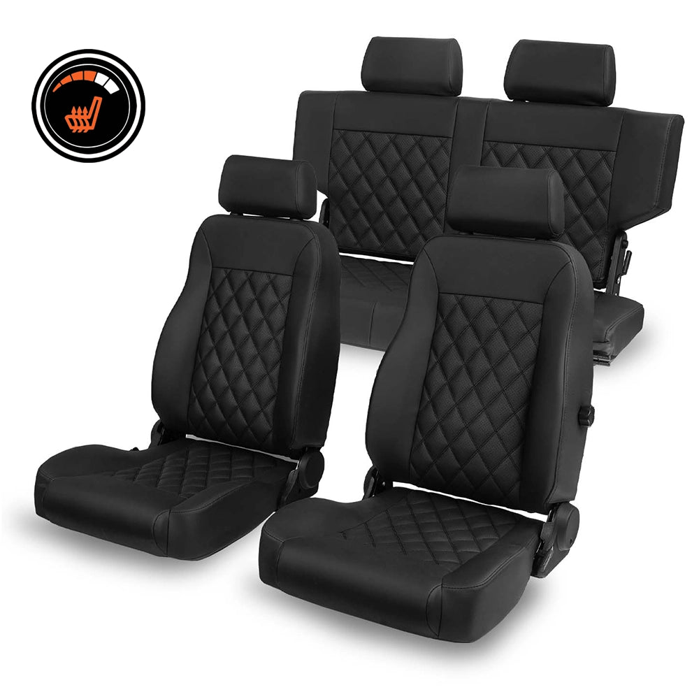 Early Bronco Heated Seats | Front Buckets & Rear Bench | OE-Type Pleat