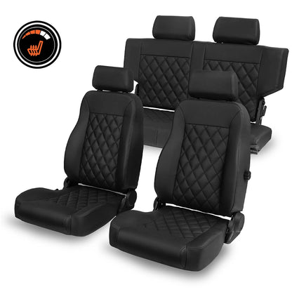 Early Bronco Heated Seats | Front Buckets & Rear Bench | OE-Type Pleat