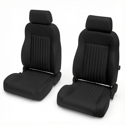 Caballo Classic Seats Kit | Front Buckets & Rear Bench | Rich Black | Vertical Pleats