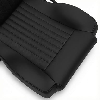 Caballo Classic Seats Kit | Front Buckets & Rear Bench | Rich Black | Vertical Pleats