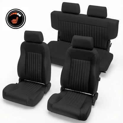 Caballo Classic Heated Seats | Front Buckets & Rear Bench | Black Vertical Pleat
