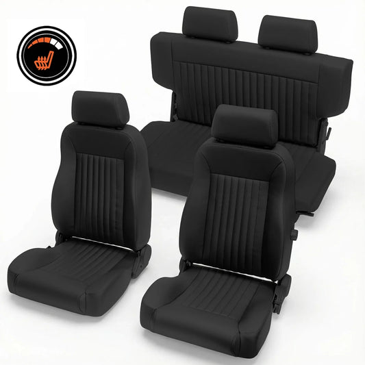 Caballo Classic Heated Seats | Front Buckets & Rear Bench | Black Vertical Pleat