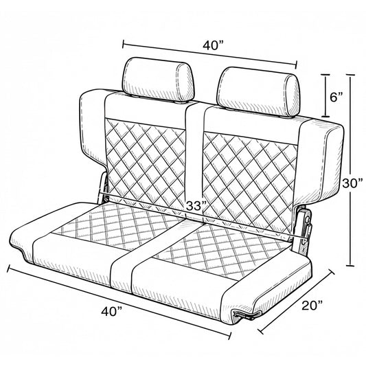 Fold & Tumble Rear Bench Seat | Whiskey | Diamond Stitch