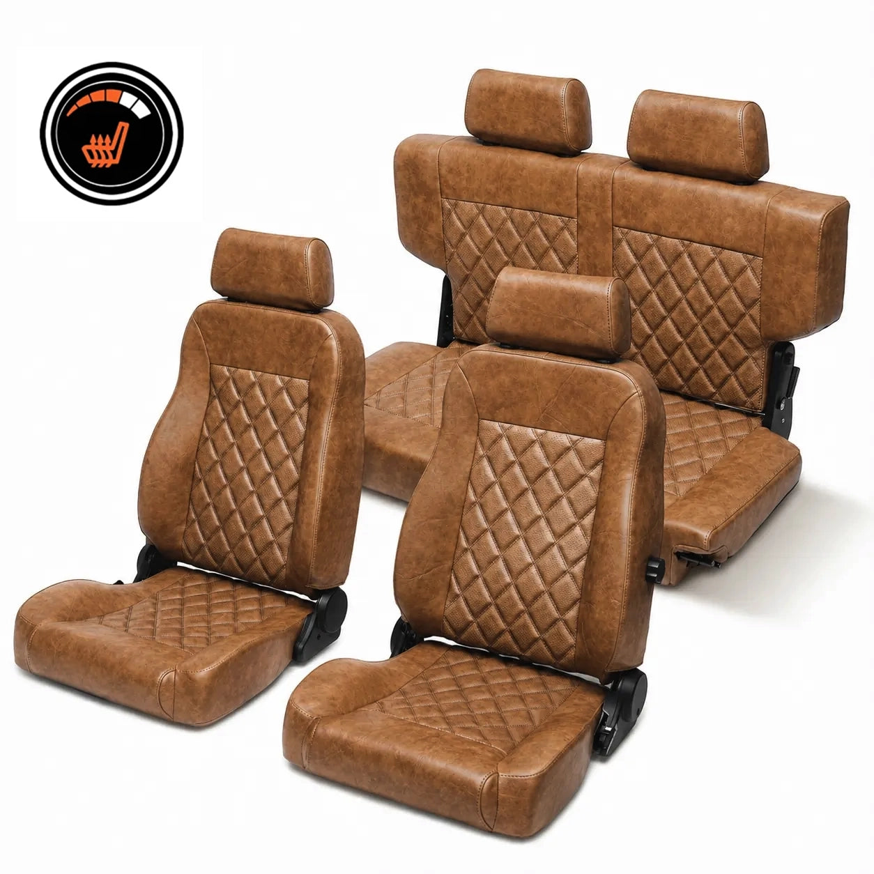 Caballo Classic Heated Seats | Front Buckets & Rear Bench | Diamond Stitch