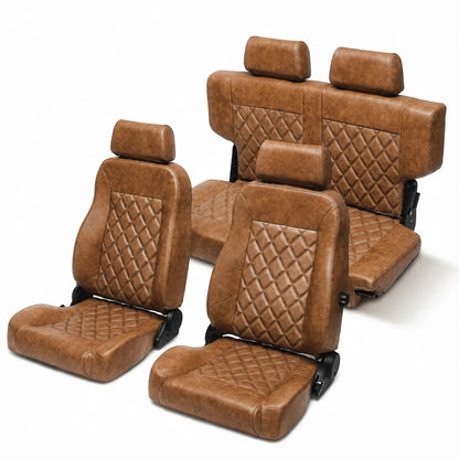 Caballo Classic Seats Kit | Front Buckets & Rear Bench | Whiskey | Diamond Stitch