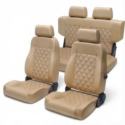 Caballo Classic Seats Kit | Front Buckets & Rear Bench | Cashew | Diamond Stitch
