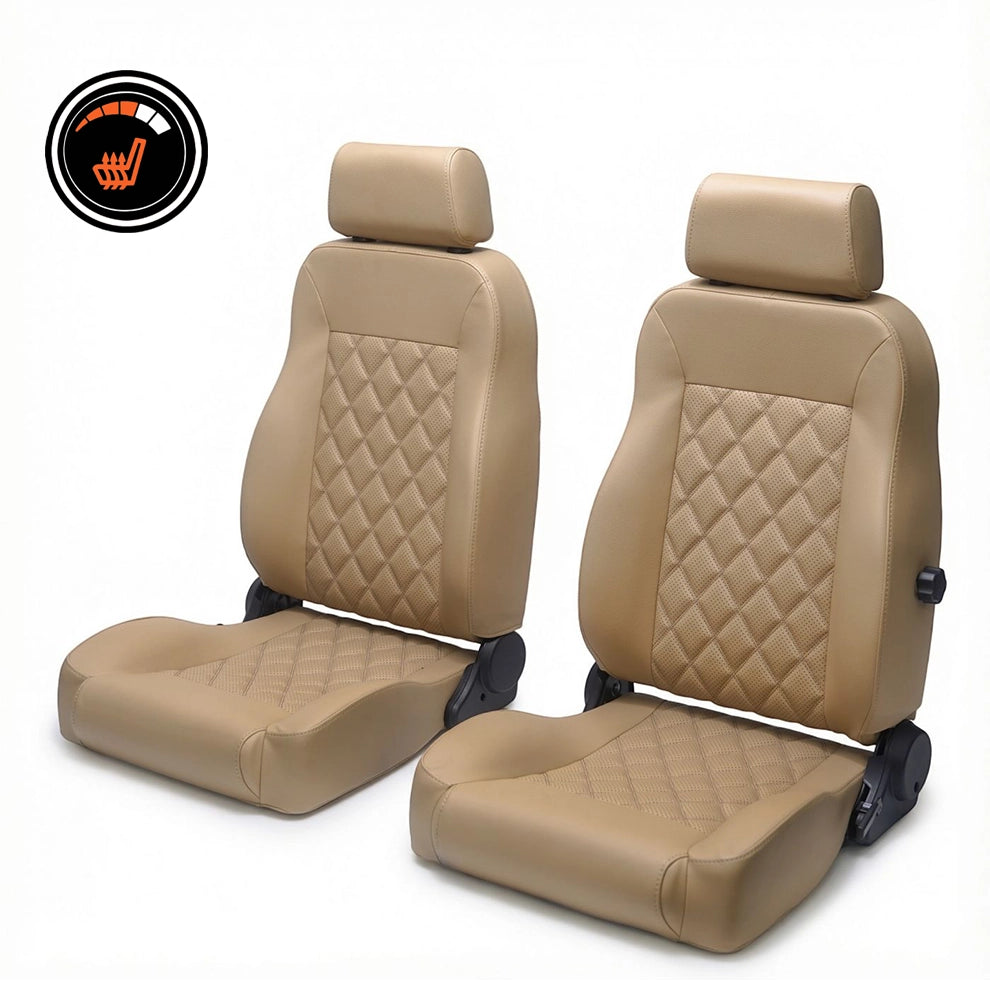 Heated Front Bucket Seats | 65–70 Ford Mustang | Diamond Stitch