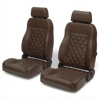 Caballo Classic Seats Kit | Front Buckets & Rear Bench | Dark Saddle | Diamond Stitch