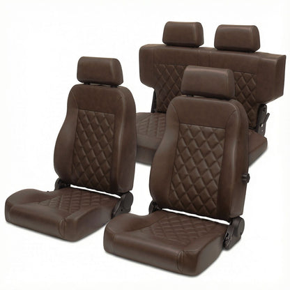 Caballo Classic Seats Kit | Front Buckets & Rear Bench | Dark Saddle | Diamond Stitch