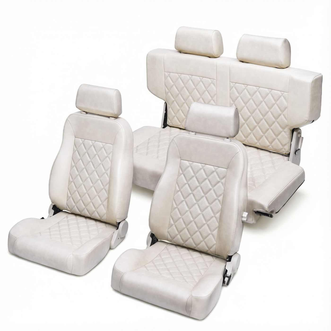 Caballo Classic Seats Kit | Front Buckets & Rear Bench | Sandstone | Diamond Stitch