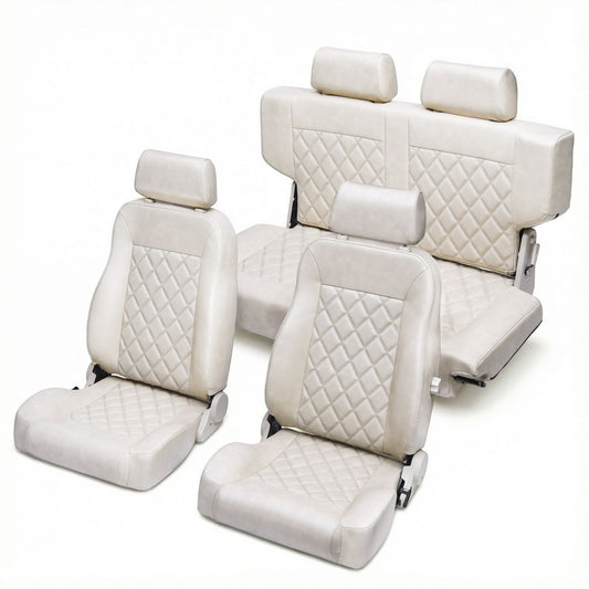 Caballo Classic Seats Kit | Front Buckets & Rear Bench | Sandstone | Diamond Stitch
