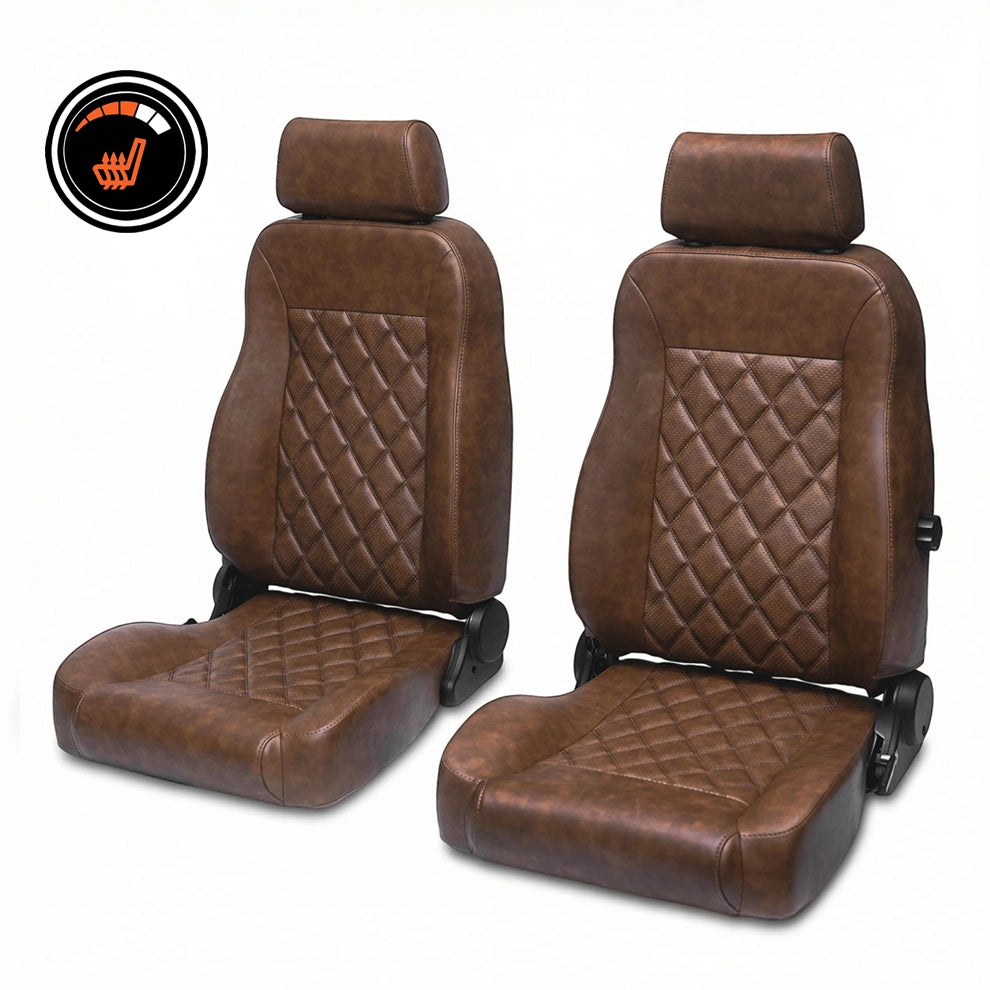 Heated Front Bucket Seats | 65–70 Ford Mustang | Diamond Stitch
