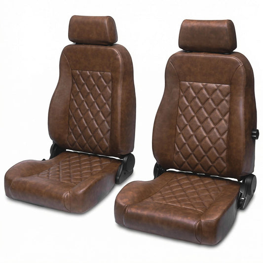 Caballo Classic Bucket Seats | Whiskey | Diamond Stitch